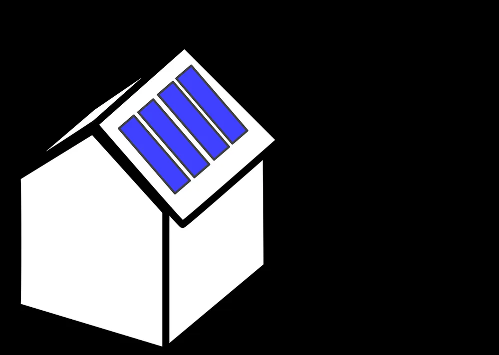 Casa com placas solares em telhado Casa com placas solares em telhado